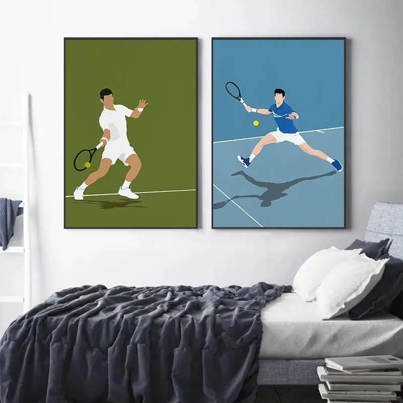 Tennis Player Roger Federer Sports Minimalist Posters and Prints Canvas Painting Wall Art Pictures for Living Room Home Decor
