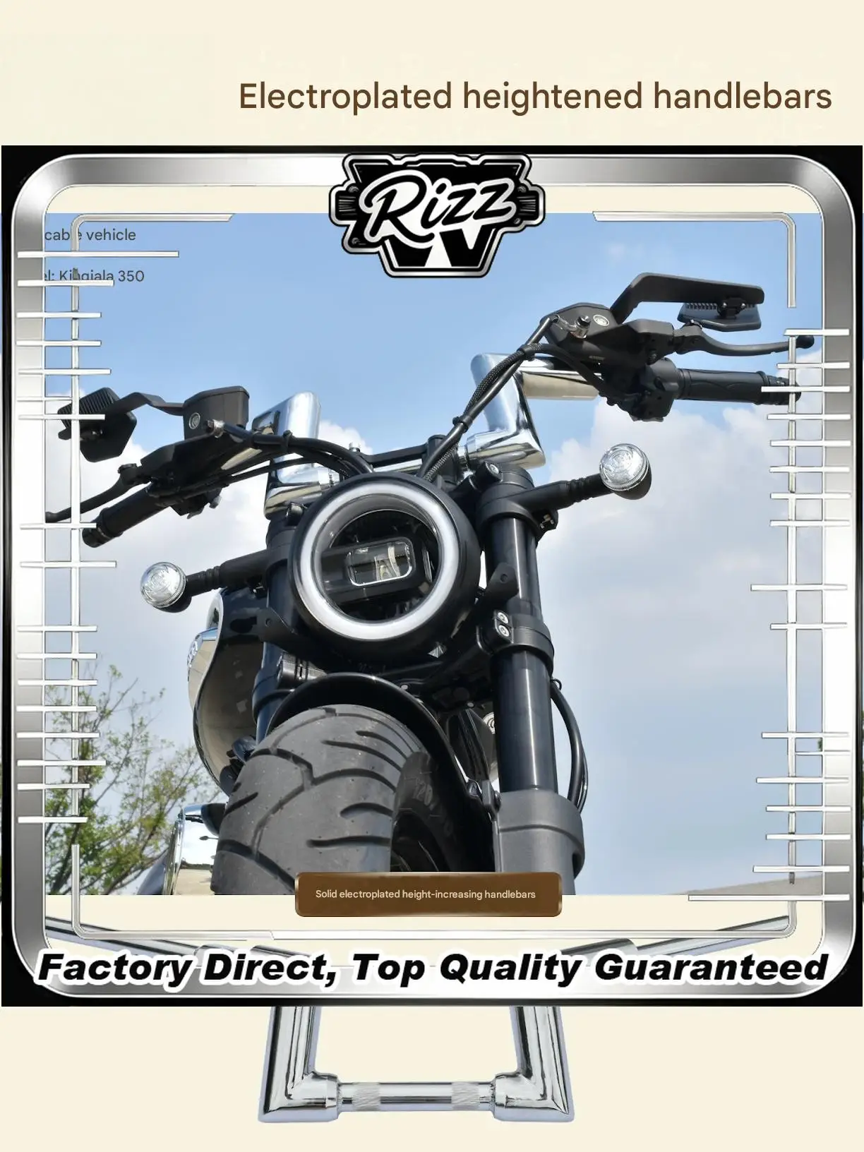 FOR Harley Style Handlebar Kit Raised Thick Electroplated Bar Complete Kit for Benda Chinchilla350 Motorcycle Accessories