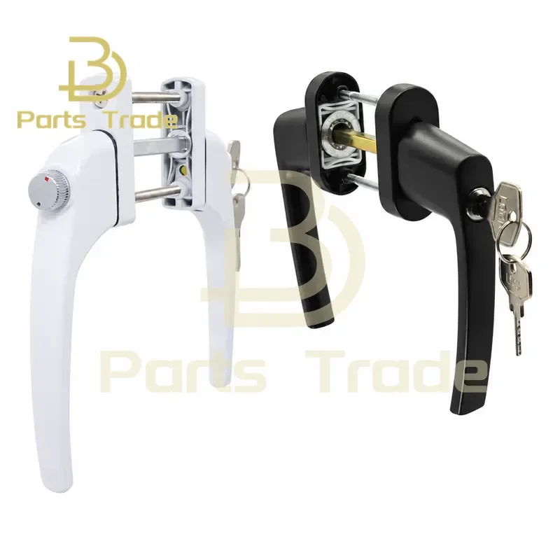 1Pcs Plastic Steel Door Through Drive Handle with Lock and Safety Swing Door Window Hardware Accessories Door Lock