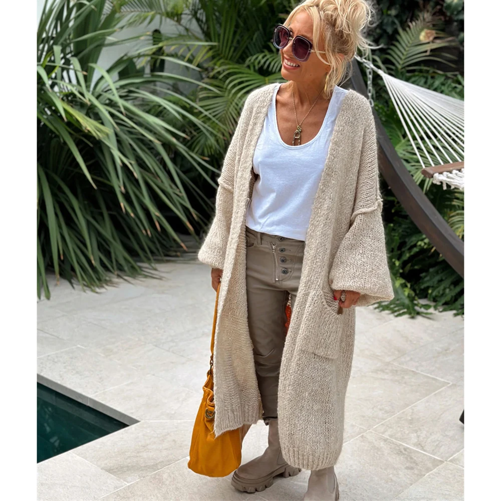 Knitted Cardigan Women Striped Patchwork 2024 Elegant Loose Long Outerwear Y2k Sweater Coat Soft Cover Up Fashon Streetwear