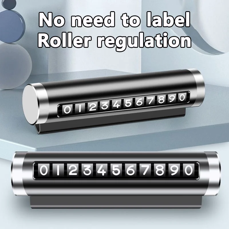 Metal Car Temporary Parking Card Rotate Phone Number Plate Aluminum Stickers Park Stop In Car-styling Auto Accessories
