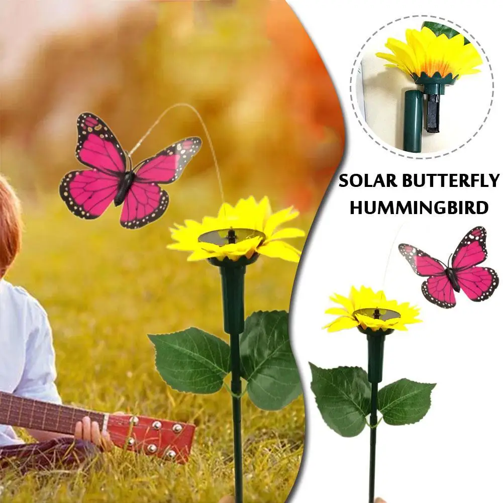 

Garden Decoration Solar Powered Dancing Fluttering Butterflies Flying Humming Bird Garden Yard Outdoor Home Decoration Farmland