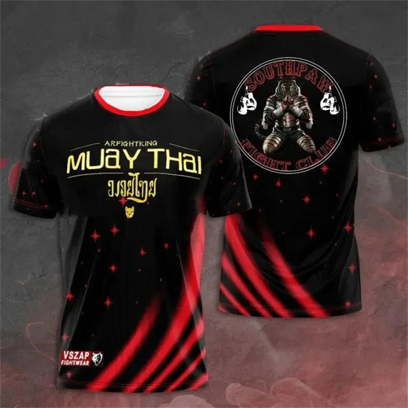 

Hot 3D Printing Muay Thai Fitness T-shirt European Style plus size Outdoor Street Loose Men's T-shirt