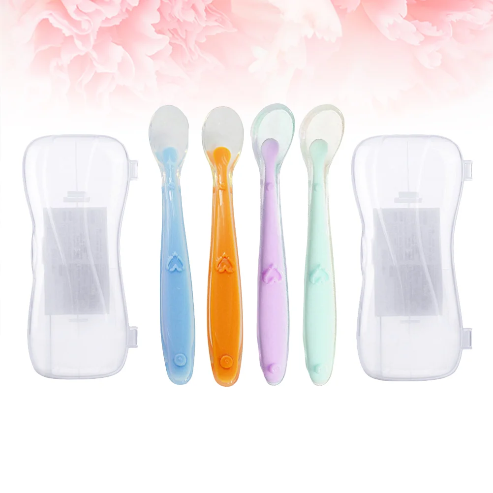 Kids Learning Spoons Infant Tableware Child Weaning Baby Training Feeding Silicone Self