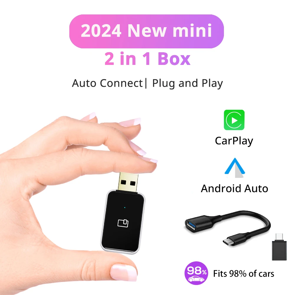 

NEW Wireless CarPlay Android Auto Wireless Adapter Smart Mini 2in1 Box Plug And Play WiFi Fast Connect Universal For Nissan