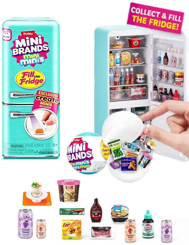 

ZURU Mini Refrigerator Blind Box Toy Ball Children Play House DIY Food Blind Box Miniature Simulation Ornaments Blind Box