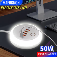 50W Multi Ports USB Fast charging charger Type C Power Strip Portable Power Bank Plug With Touch LED Light For iphone 14 Xiaomi