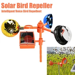 Repelente de aves de voz Solar inteligente, Reflector giratorio de 360 grados, dispositivo repelente de aves de energía Solar resistente al agua para huerto de granja