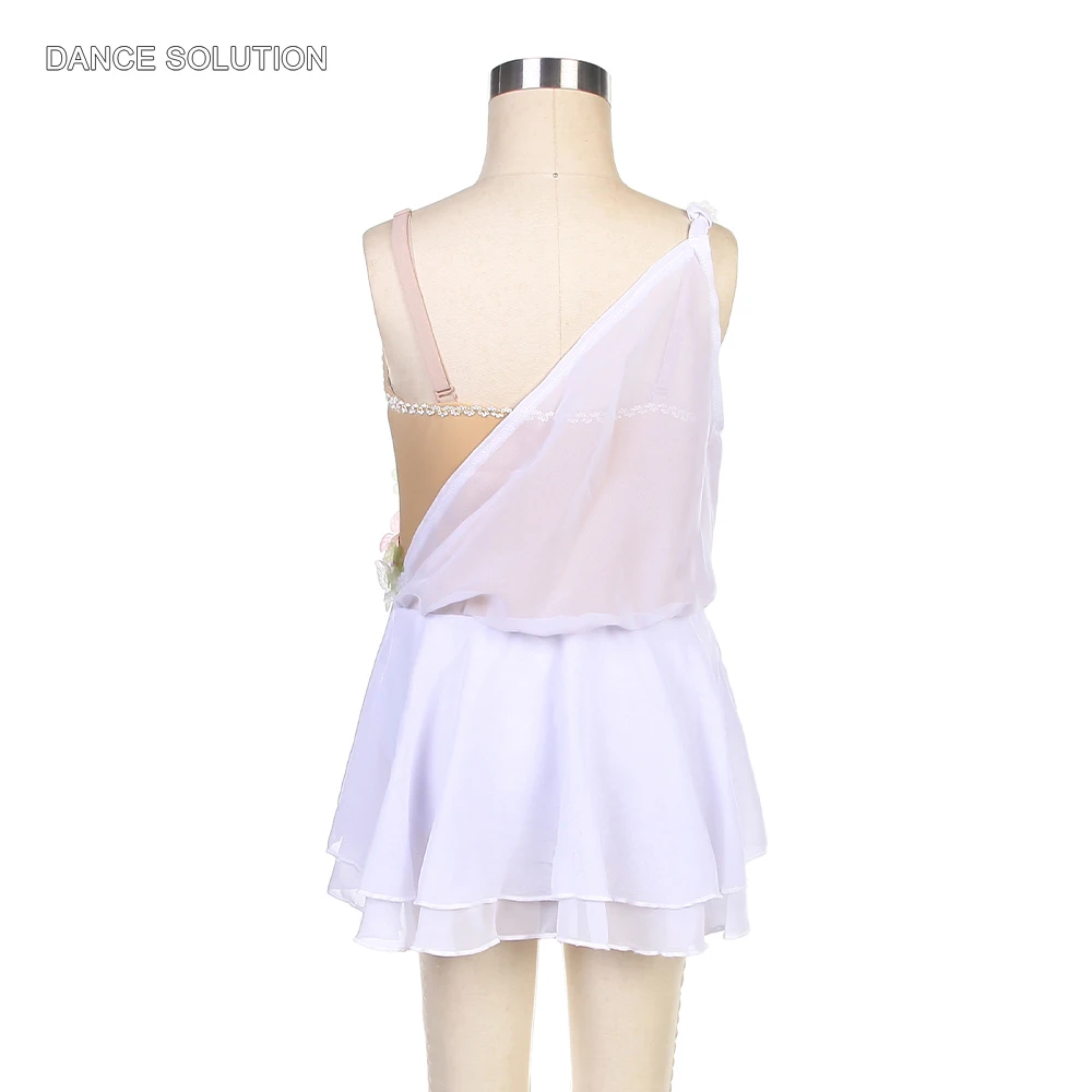 White Spandex Bodice Ballet Tutu Dress with Short Chiffon Skirt for Women and Girls Stage Performance Costume Dance Dress 22085