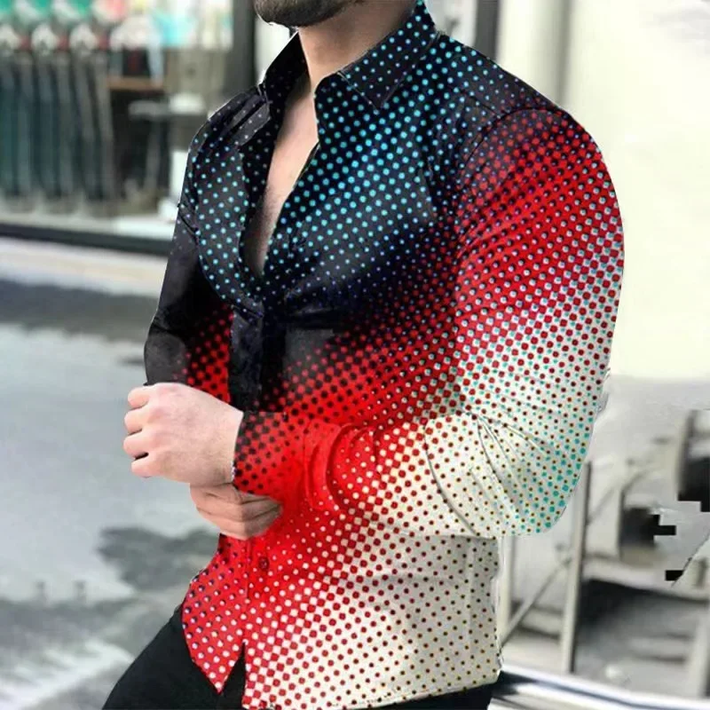 Men's Hawaiian Long Sleeve Shirt Informal Luxury Casual Top with 3D Printed Flap Summer Fashion Lapel Clothes 2025 S-6xl