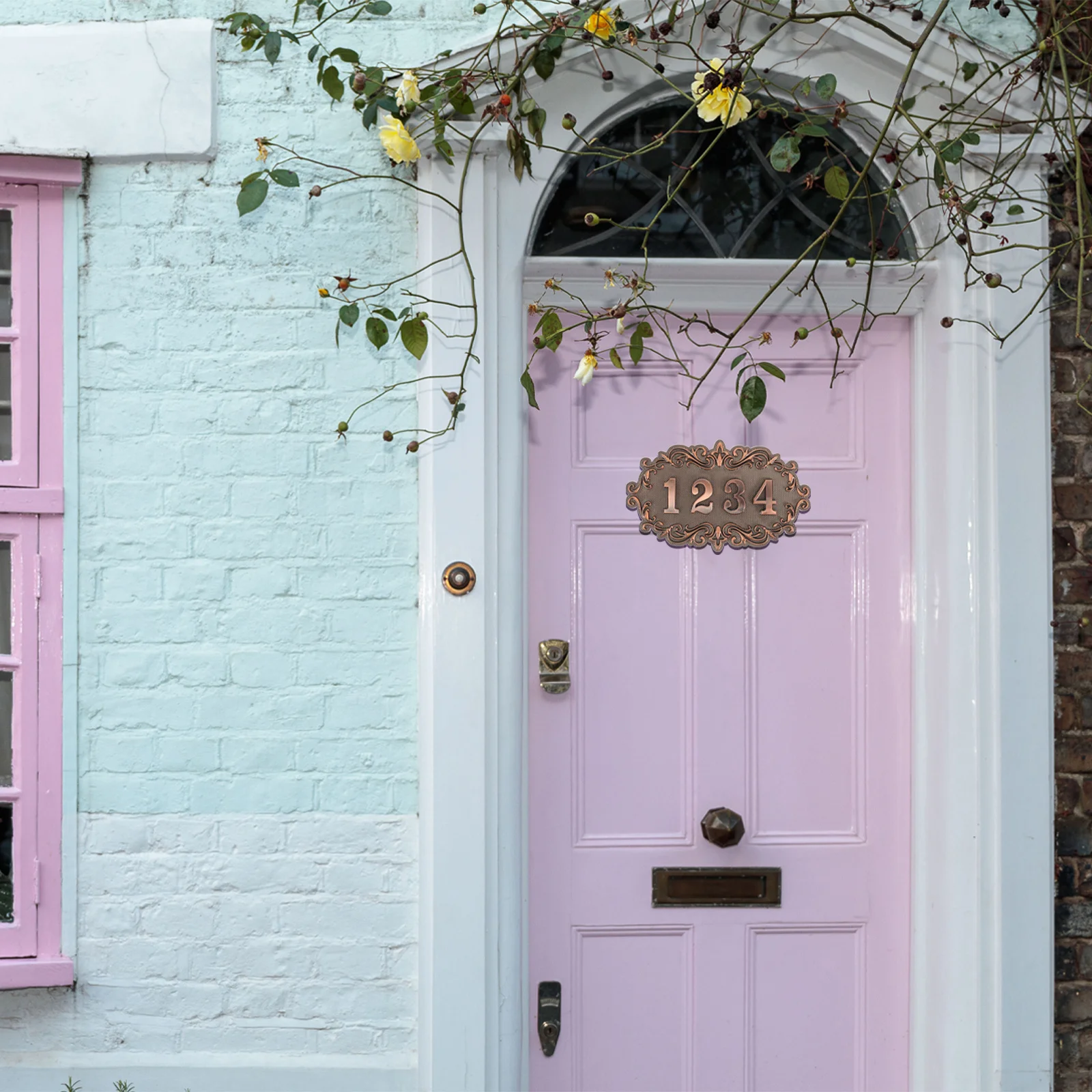 

Vintage House Number Plaque Set Reflective Address Sign 0-9 ABS for Mailbox Front Door Outdoor Use