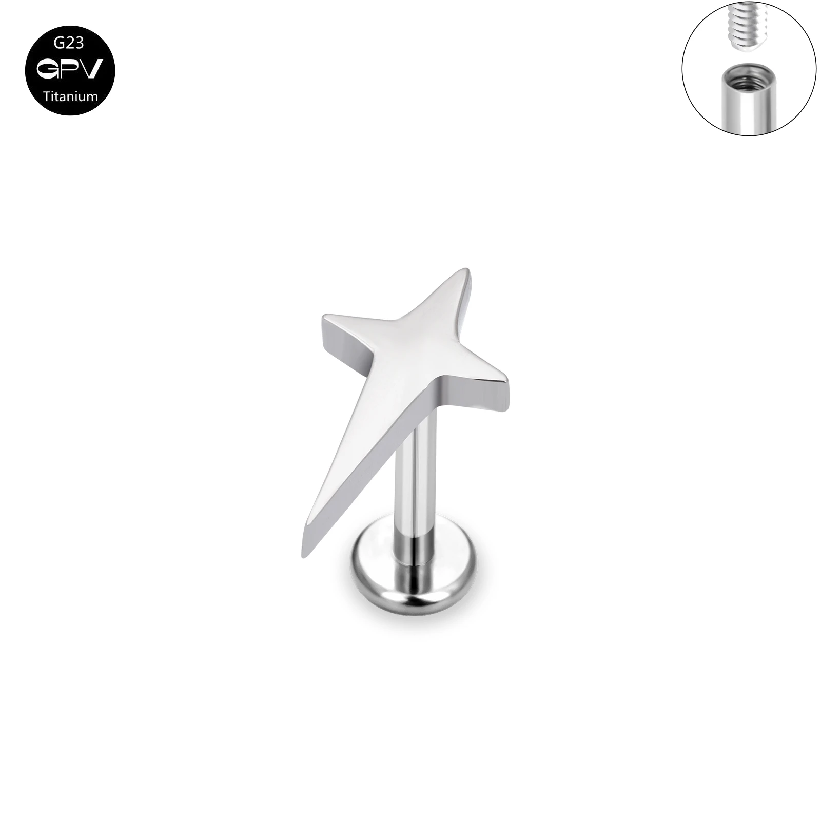 G23 Titanium Ear Cartilage Stud Cross Lightning Internal Thread Ear Stud Tragus Piercing Nose Stud For Men And Women