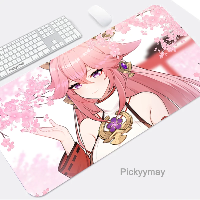 

Mouse Pad Gaming Accessories MousePad Yae Miko Computer Laptop PC Gamer Mause Genshin Impact Large Anime Keyboard Table Carpet