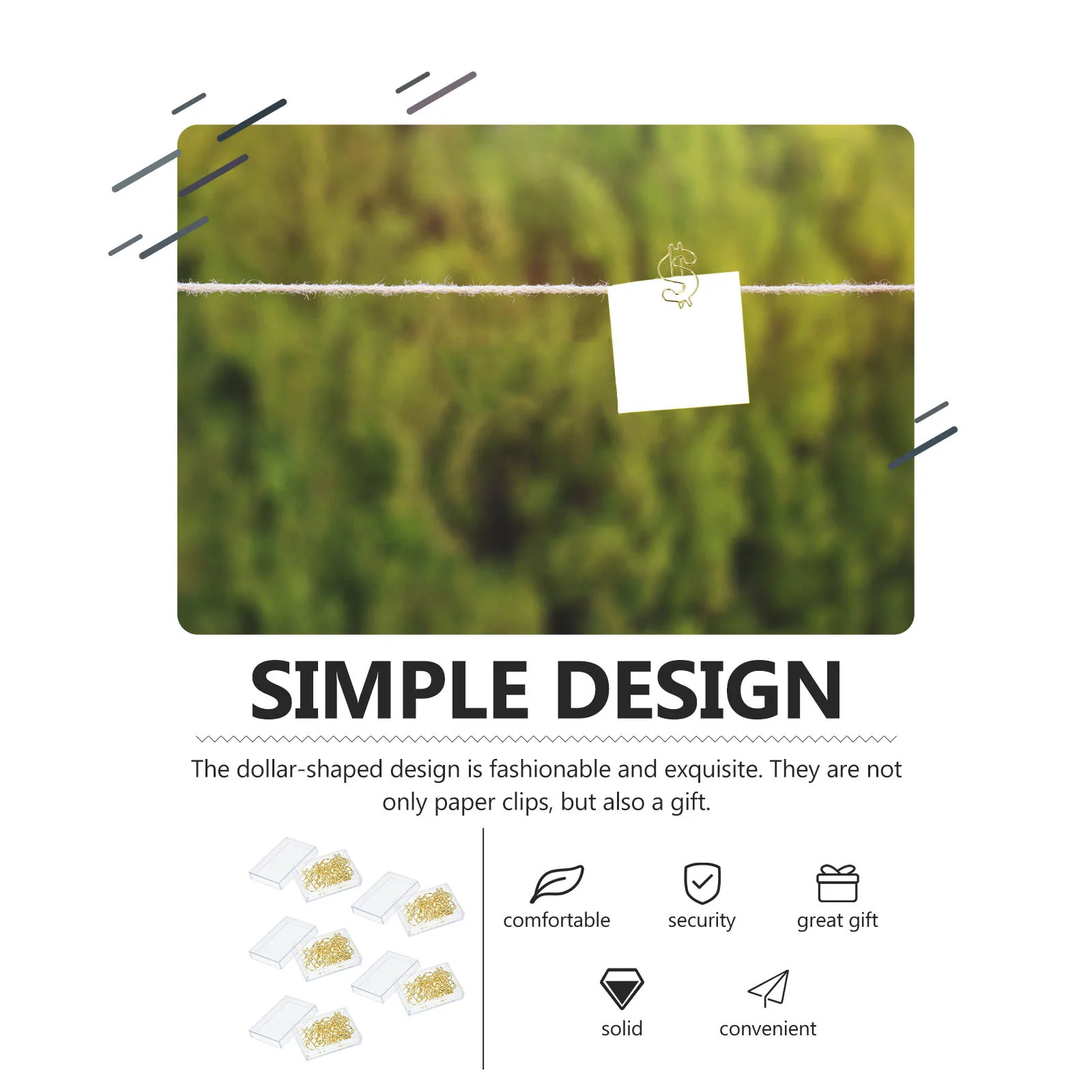 

50pcs Dollar Shaped Paper Clips Electroplated Gold Office Alloy Clamps Decorative Book Mark Making Clips For Notebook Calendar