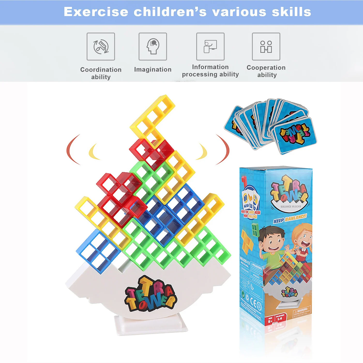 Jeux de société empilables pour enfants et adultes, tour de nuit, jouets pour fêtes de famille, jeux de voyage, puzzle, blocs de construction, 16 pièces, 32 pièces, 48 pièces, 64 pièces