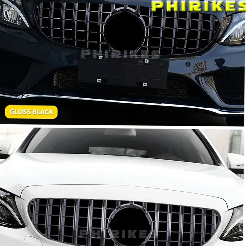 

2 PCS Front Bumper Grille Hood Grill For Mercedez Bens C Class W205 GT Sliver/Gloss Black Grille Tuning