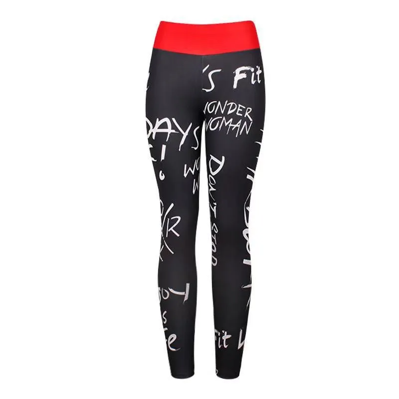 Cintura alta moda leggings mulheres fitness correndo yoga leggings calças energia ginásio leggings apertados carta impressa leggings