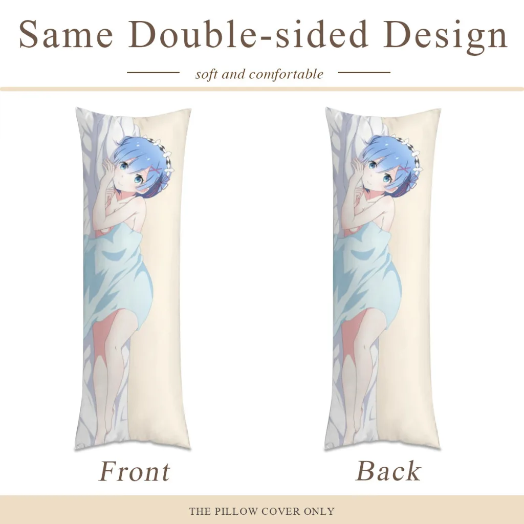 Re:Zero-INFINITY Rem Long Pillow Case Home Bedroom Living Room Sofa Cushion Cover Peach Skin Pillowcase