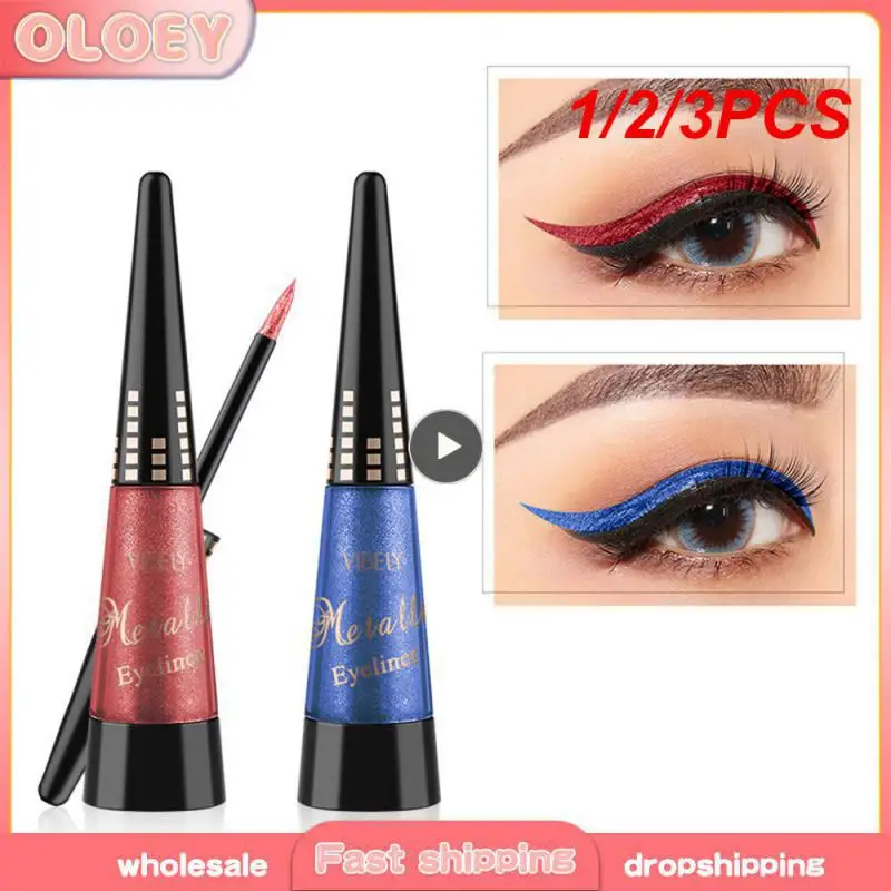 1/2/3 Stuks Kleuren Vloeibare Eyeliner Potlood Parelmoer Waterdichte Snelle Eye Liner Pen Vrouwen Make-Up Glanzende Ogen Cosmetica