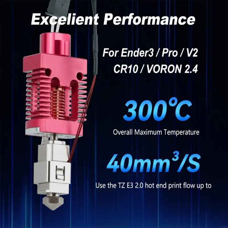 

3D Printer Hotend 0.4Mm Nozzle with Heat Block for Ender 3 Models Fast Heating Stable Temperature 896C