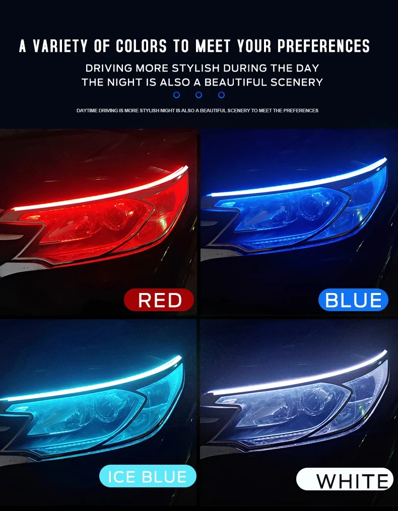 2 stücke Auto Led DRL Licht Streifen Tagfahrlicht Lampe Dynamische Scan Flexible Wasserdichte Scheinwerfer Blinker Lichter 12V universal – Detail 4
