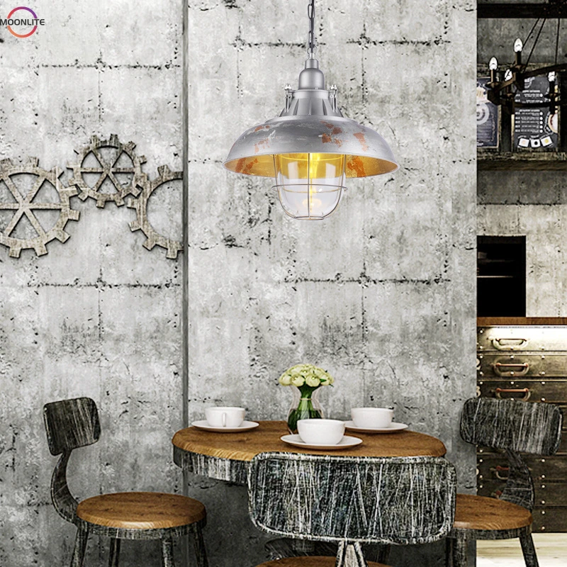 Industrial style retro pendant light  texture iron art chandelier coffee shop atmosphere decoration punk pot lid  pendant light