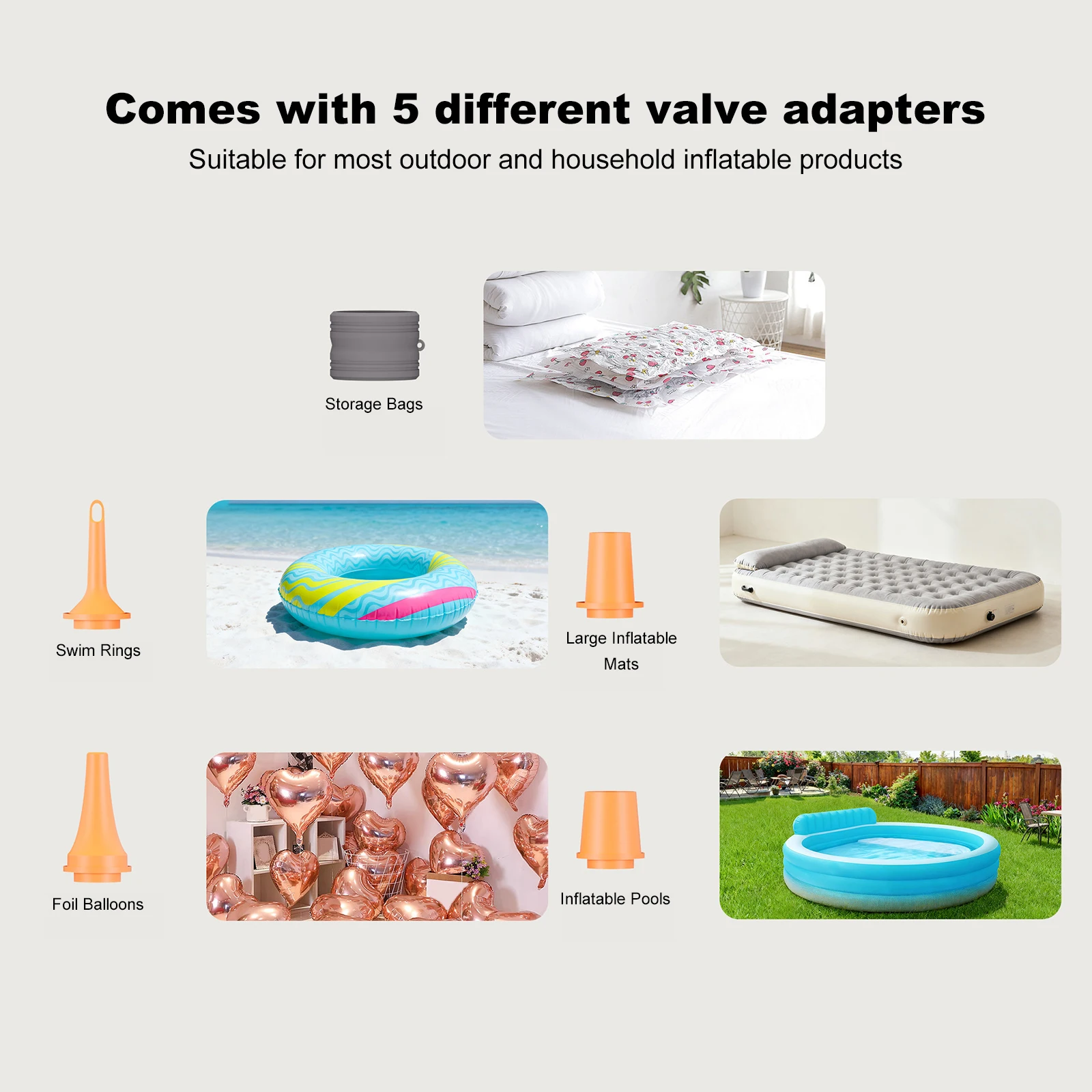 430L/min Ultra Fast Air Mattress Pump 4.5kPa Electric Air Pump Inflate/Deflate for Air Mattress Pool Floats Vacuum Storage Bags