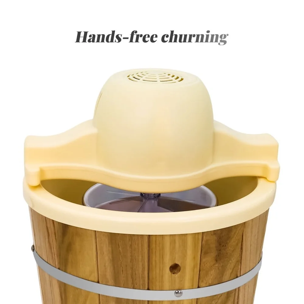 Máquina elétrica de sorvete, balde de pinho de 4qt, guloseimas caseiras, consistência suave, frequência rápida, pá de motor, fácil limpeza, festas para churrasco