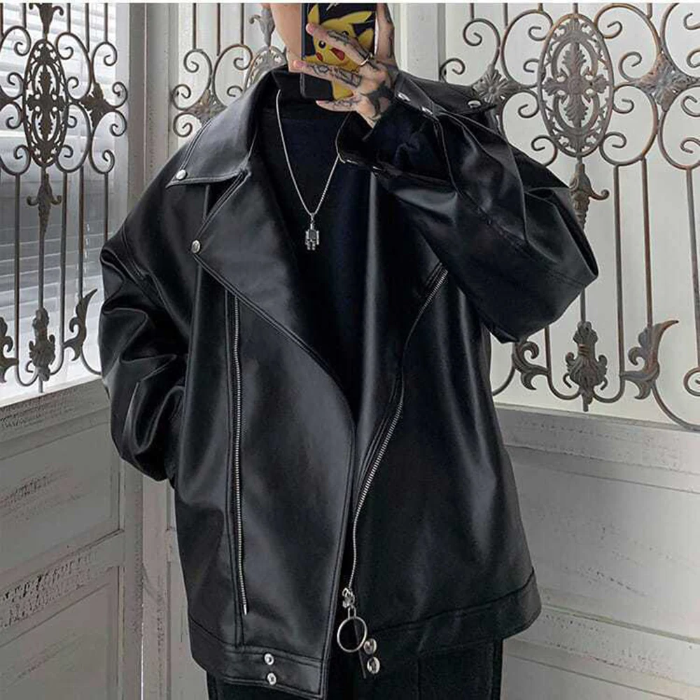 Men Pu Leather Moto Cargo Casual Jacket Autumn Streetwear Fashion Biker Youth Niche City Boy Trend Urban City Boy Outerwear 2026