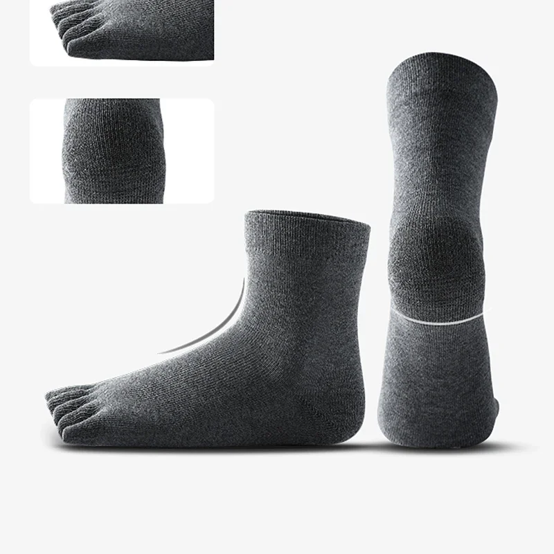 Chaussettes en coton de qualité supérieure pour hommes, absorbant la sueur à cinq doigts, chaussettes respirantes, chaussettes de sport fendues, chaussettes mi-tube, 5 paires