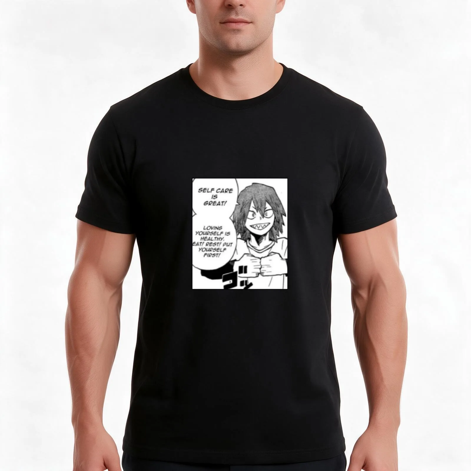 Kirishima Encouragement T-Shirt, Summer Casual Cotton Tee, Oversized Streetwear Tops, Vintage Graphic Print, Unisex Men Women