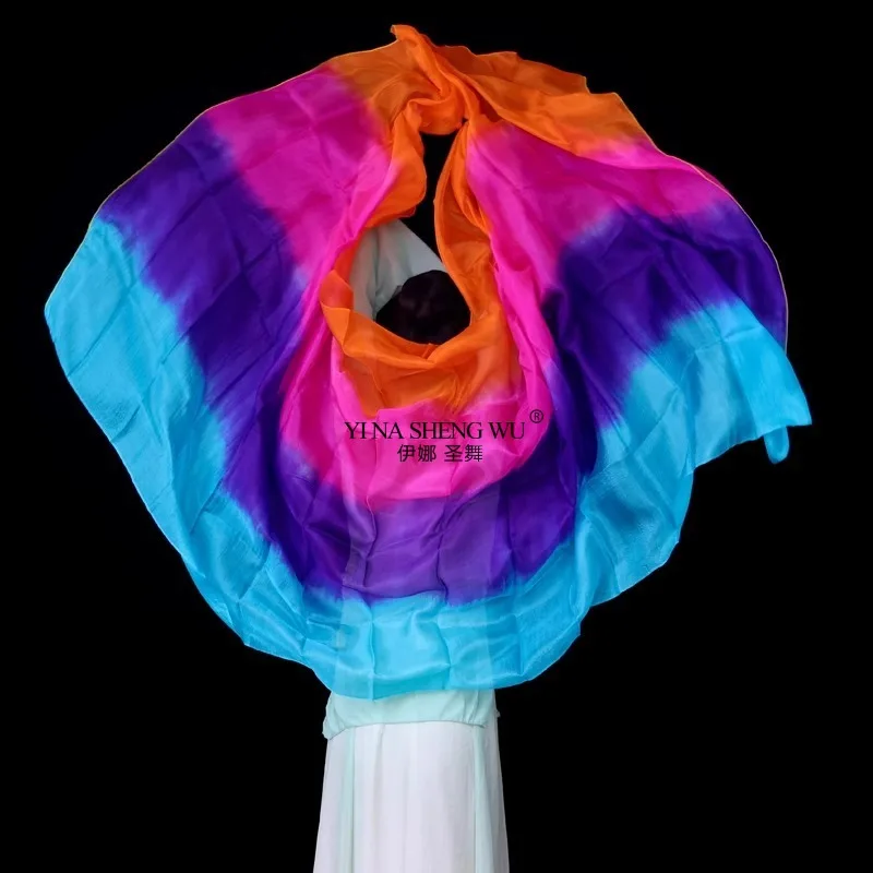 اكسسوارات الرقص الشرقي رمي الحجاب الحريري شال للنساء 100% الحرير الحقيقي 250*114 سنتيمتر التدرج اللون مصبوغ ممارسة الأداء الحجاب #4