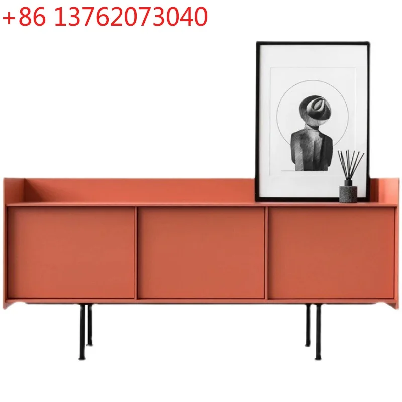 

2025 new orange paint dining side cabinet modern simple Italian tea cabinet