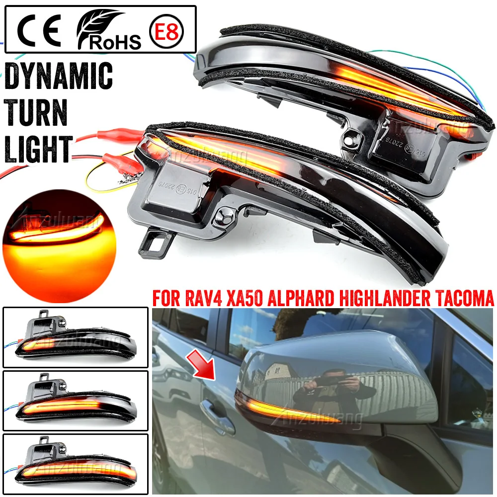 2PCS LED Side Mirror Dynamic Turn Signal Lights Lamp Fit for Toyota RAV4 XA50 2019 2020 Fit for Toyota Highlander XU70 2020