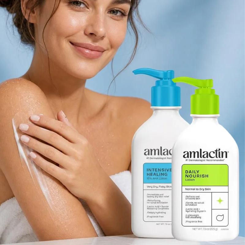 Amlactin Intensive Healing Body Lotion 15% AHA Lactic Acid Moisturizer for Dry Flaky Skin Fragrance Free Skin Care Body Lotion
