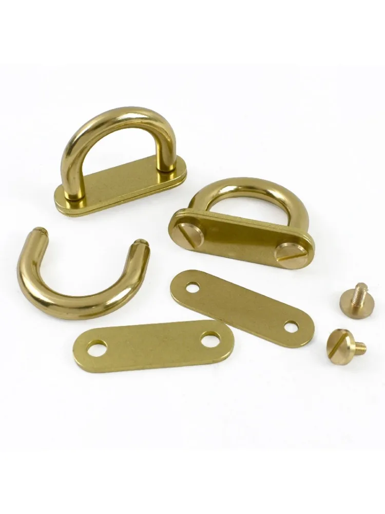 1/2/4/5 Stück 15mm/19mm Messing D-Ring Schnalle Taschenbogenbrücke Schraubanker Nagelverbinder Haken Lederhandwerk Riemenhalter Klemmen-Sets