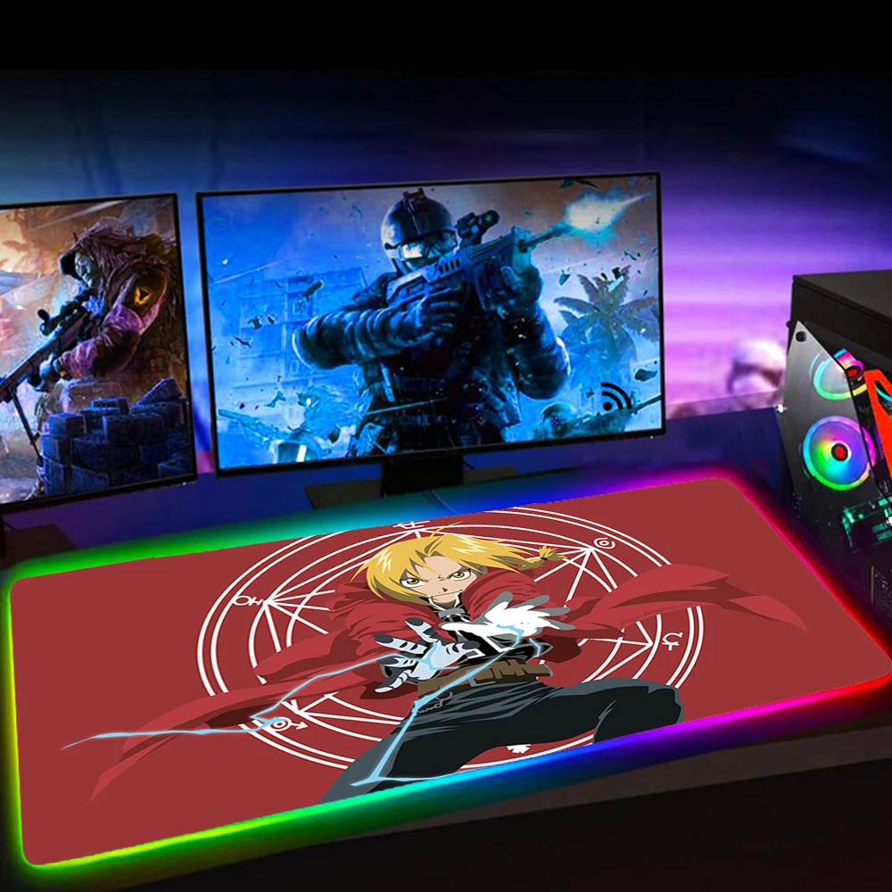 

RGB Tapis De Souris Anime Fullmetal Alchemist Gaming Mouse Pad Deskmat Mouse Pad Computer Mouse Pad Keyboards Mat LED Mausepad