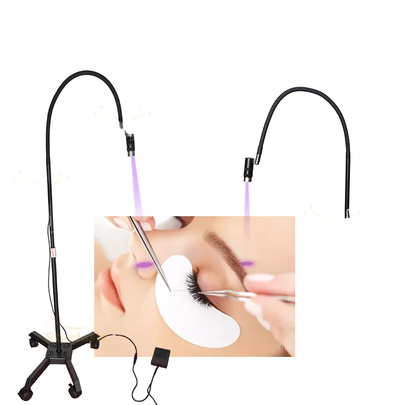 

2in1 405nm wavelength LED light for UV lash glue 6 watts UV light for LED eyelash extension system UV lamp with wheels