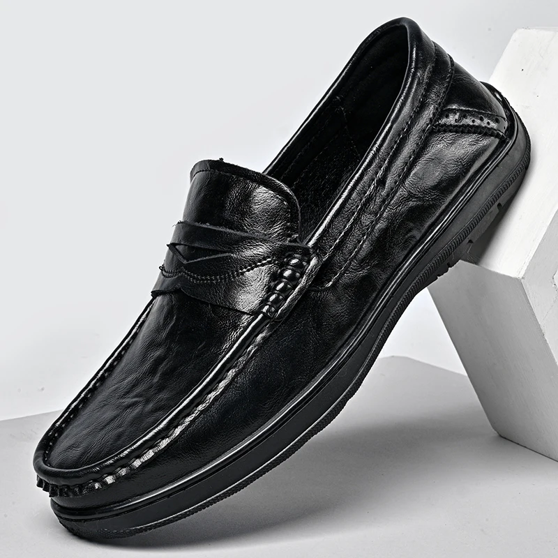 

High-quality leather men's loafers spring and autumn new formal business shoes fashion casual shoes non-slip driving shoes