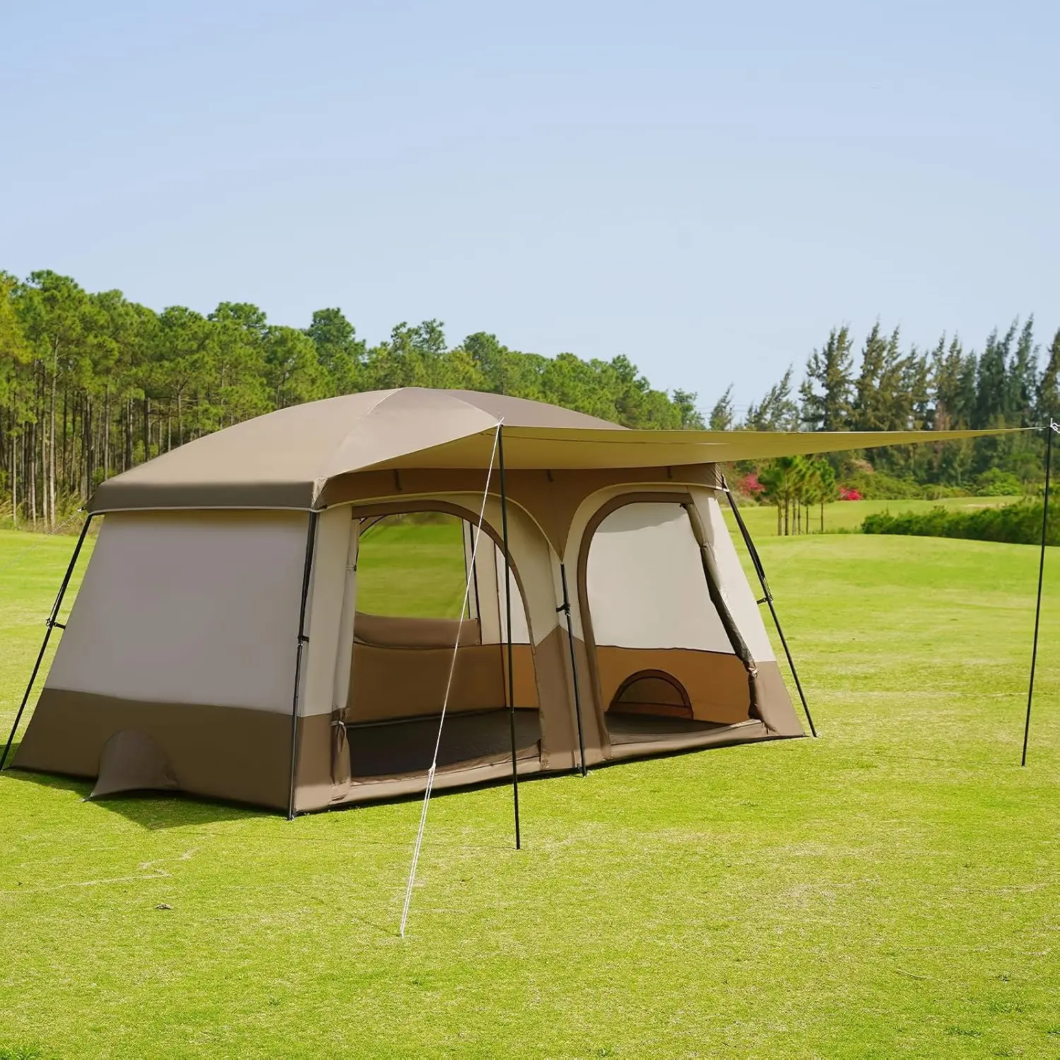 Tents,6-8 Person Camping Tent with Extended Vestibule,2 Room Weather Resistant Family Tents,Easy Install Waterproof Outdoor