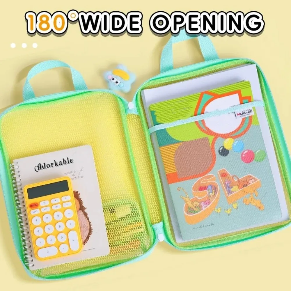 3-Layer Transparent Mesh Handbag A4 Large Opening Pencil Case Bag Large Capacity Wear-resistant File Organizer for Students