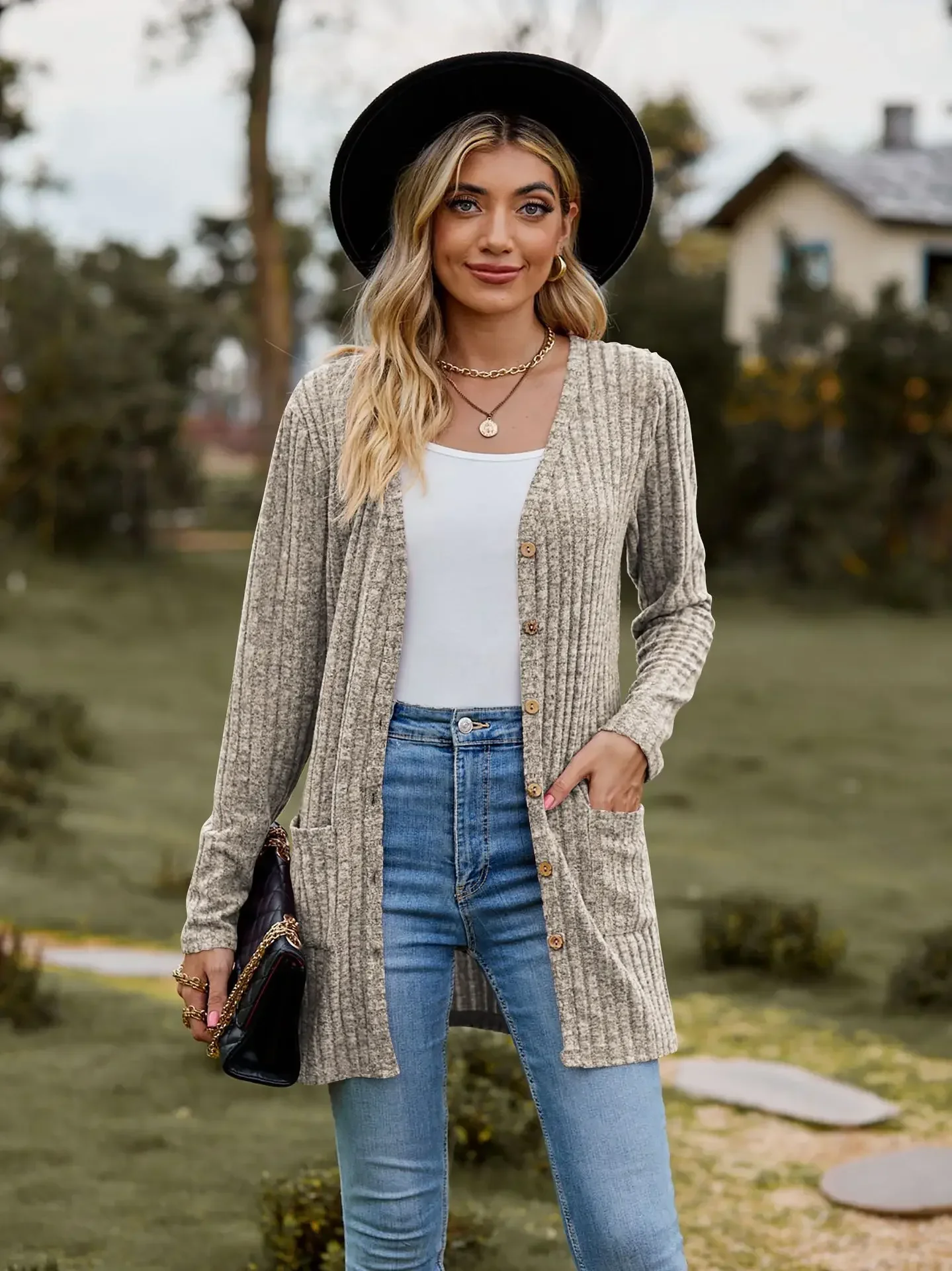 Single-Breasted Knitted Cardigan for Women, Loose Sweaters, Long Sleeves, Autumn Fashion Streetwear