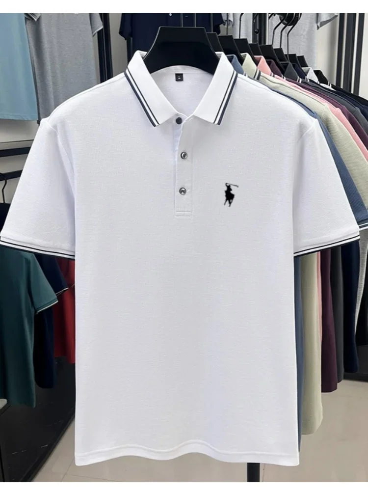 100% Pure Cotton Luxury Men's Brand Simple Pony Design Comfortable Polo Shirt Summer Fashion Hot Selling Breathable Short Sleeve