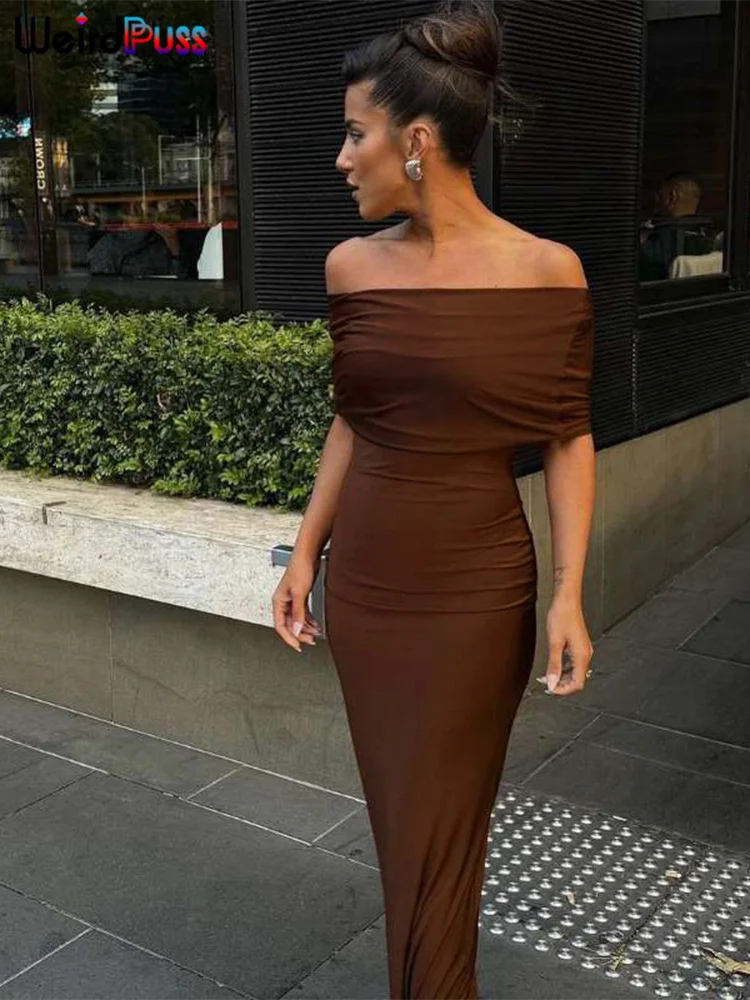 strano gatto slash neck elegante abito solido donna estate cava skinny stretch maxi aderente festa di compleanno streetwear abiti