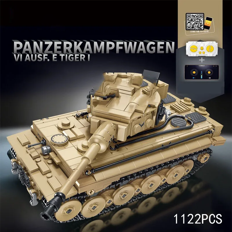 Germany Panzerkampfwagen VI Ausf. E Tiger I Tank Military Vehicle Build Block WW2 Army Figures Brick 2.4gHZ Remote Control Toy