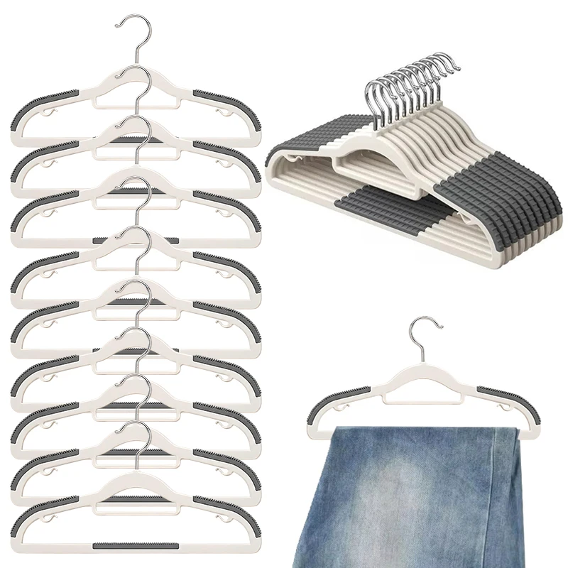 5-10PCS/Set Upgraded No Mark Clothes Hangers Closet Organizer Anit-slip Plastic Cloth Holder Dorm Room Laundry Drying Favors ZYF