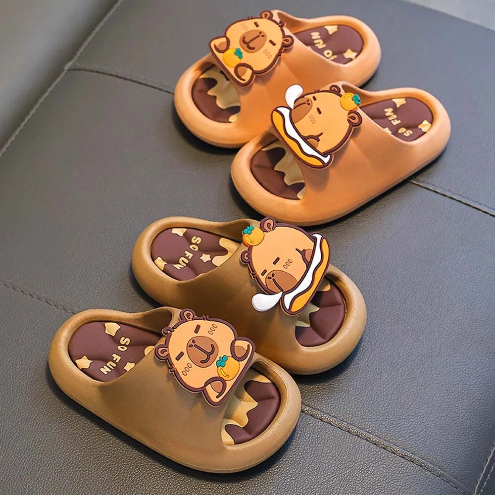 

PVC Cute Capybara Slippers Thickened Soft Cartoon Animal Slippers Resilience Anti-slip Children's Bathroom Sandals