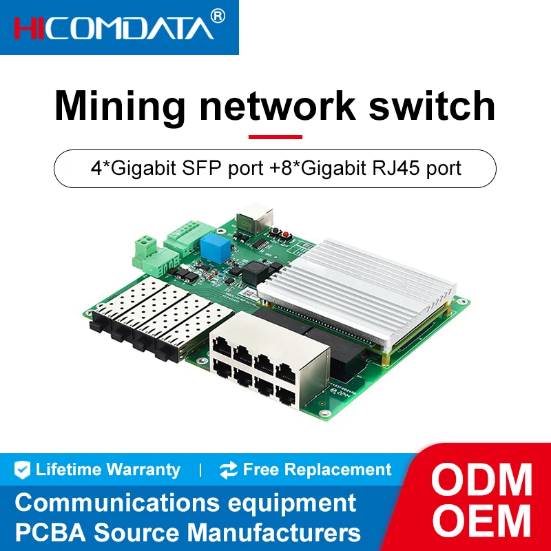 

Промышленный коммутатор Ethernet HICOMDATA, управление 1000 м, 12 портов, 4 оптоволокна, 8 RJ45, встроенные маломощные выключатели для майнинга, искробезопасные переключатели