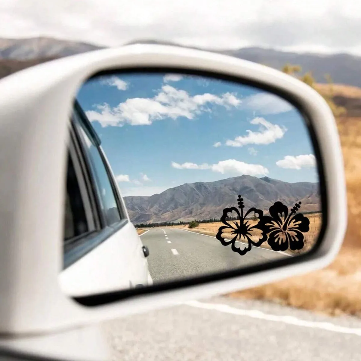 1pc-Hibiscus flower car rearview mirror stickers, car rearview mirror decals, small decals, vinyl car stickers - view 5