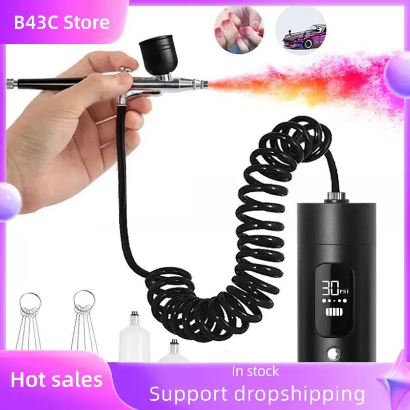

B14C Airbrush Nail With Compressor Portable Airbrush Nail Art Compressor For Nails Cake Painting Crafts Air Brush Nails Spray